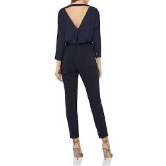 REISS Ania Jumpsuit size 8 navy long sleeve Blousen Double Layer Top - Picture 3 of 16